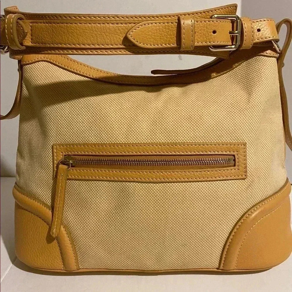 Dooney & Bourke vintage beige canvas satchel bag - Picture 2 of 16